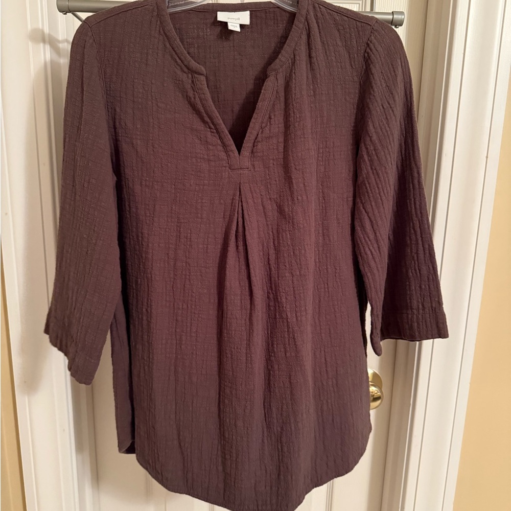 Pure J. Jill Womens Gauze Tunic Top Taupe Brown Size Small EUC